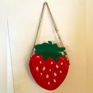 Vinyl novelty strawberry crossbody purse